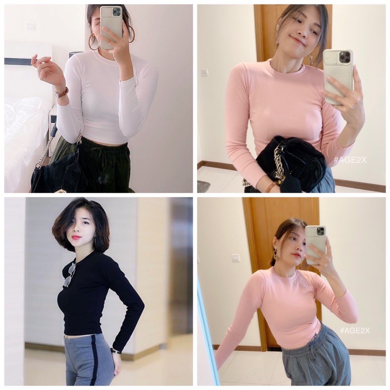 8 Màu áo CROPTOP tay dài AGE2X chính hãng, KIỂU DÁNG body, ôm gọn LÝ TƯỞNG CHO MỌI CÔ GÁI