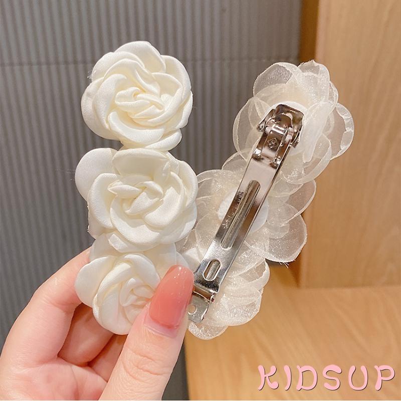 Kẹp tóc kim loại hình hoa trà dễ thương cho nữ
