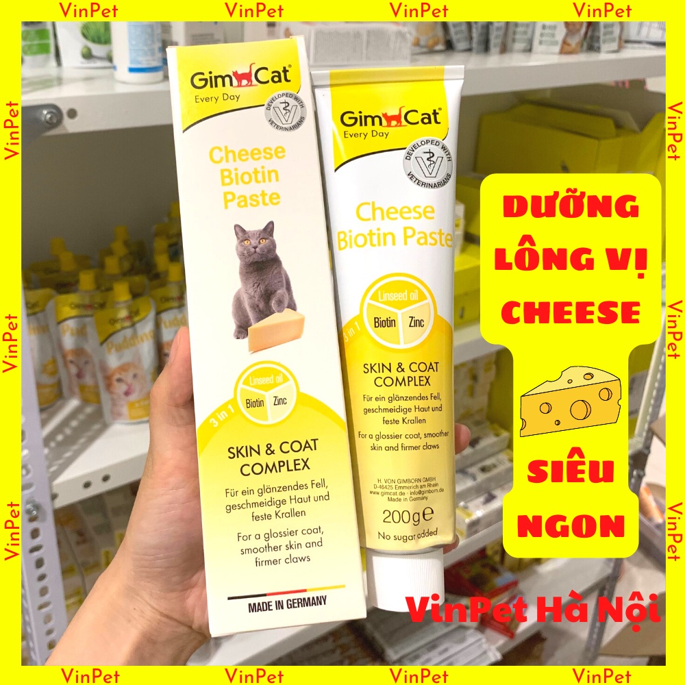 Gel dinh dưỡng Gimcat hỗ trợ làm đẹp lông & da vị phô mai cho Mèo - Gimcat Cheese Biotin Paste Skin & Coat