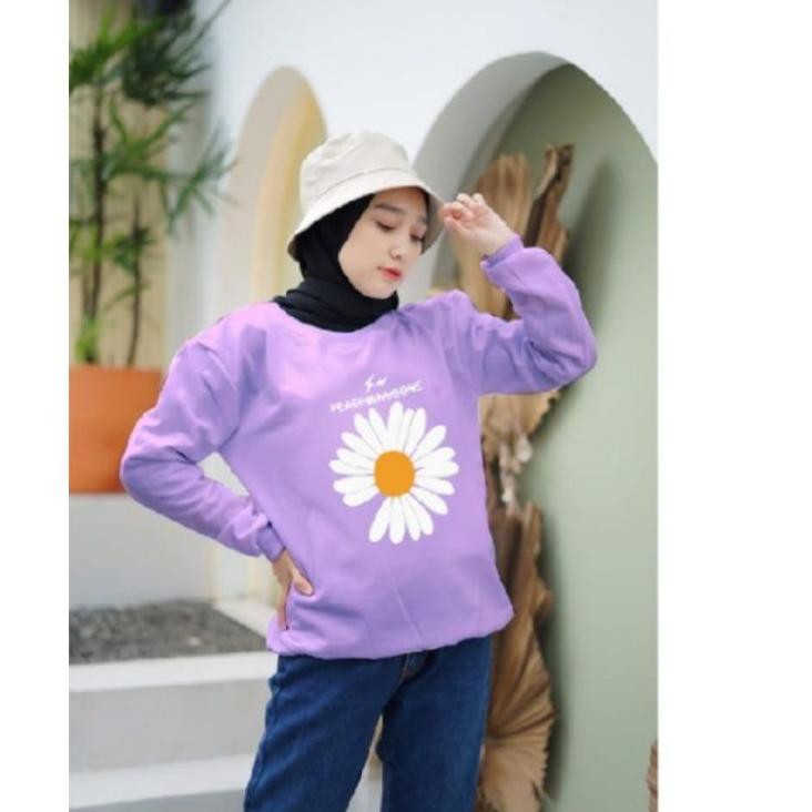 Mới Áo Sweater In Hình Hoa Hướng Dương Lớn Thập Niên 80