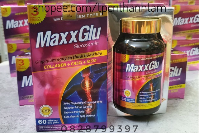 Viên uống bổ xương khớp  MAXGLU bổ sung glucosamin, giảm đau nhức xương khớp  - Hộp 60 viên