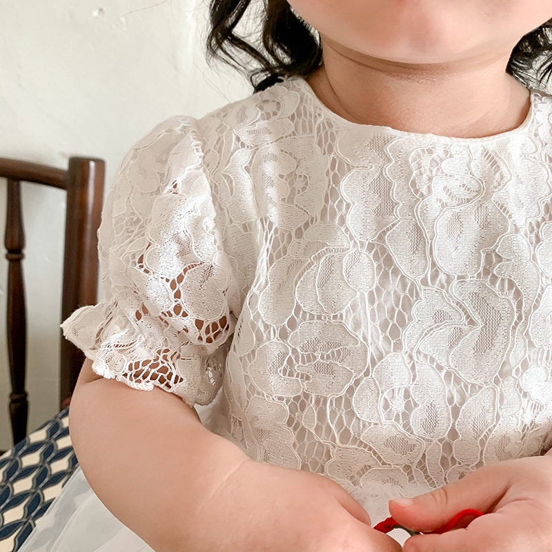Đầm Công Chúa Mùa Hè Phối Lưới Màu Sắc Trơn Cho Bé Gái 0-2 Tuổi