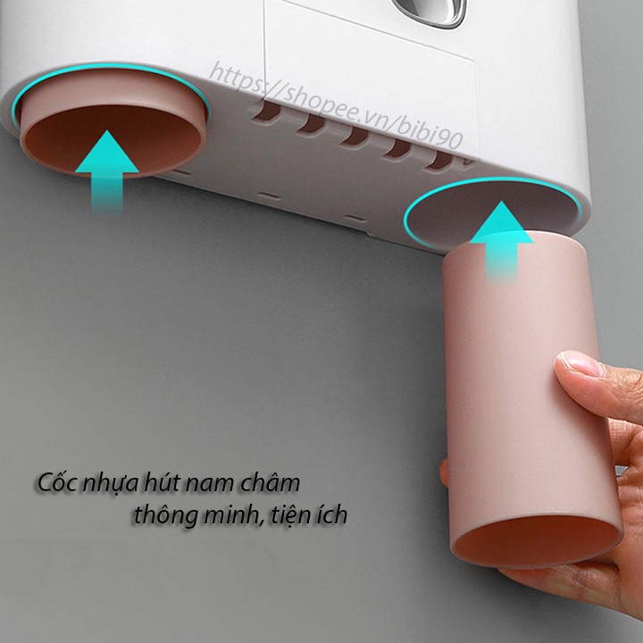 {Giá sỉ} Dụng cụ nhả kem đánh răng đôi kèm 4 cốc cao cấp ECOCO E1802