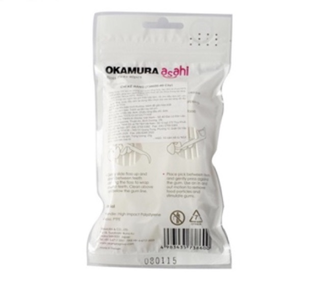 Okamura - Tăm chỉ nha khoa Asahi 40P (bịch 40 cây)