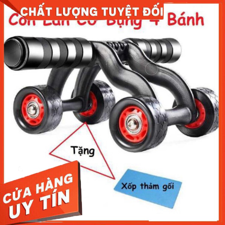 [ Hàng Chính Hãng ] Con Lăn tập bụng 4 bánh cao cấp + TẶNG 1 tấm xốp kê chân