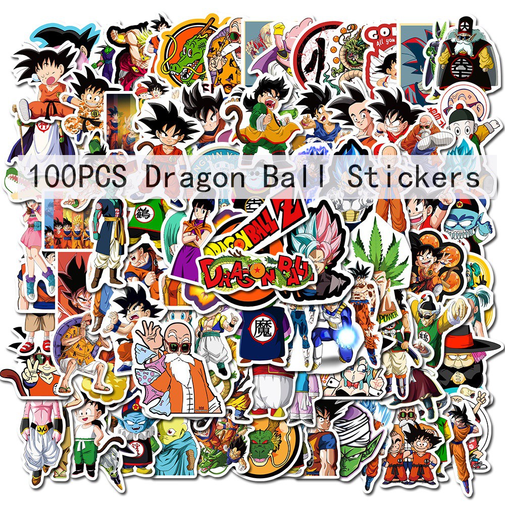 Set 10/25/50/100 miếng dán hình hoạt hình Dragon Ball trang trí xe hơi/laptop/vali