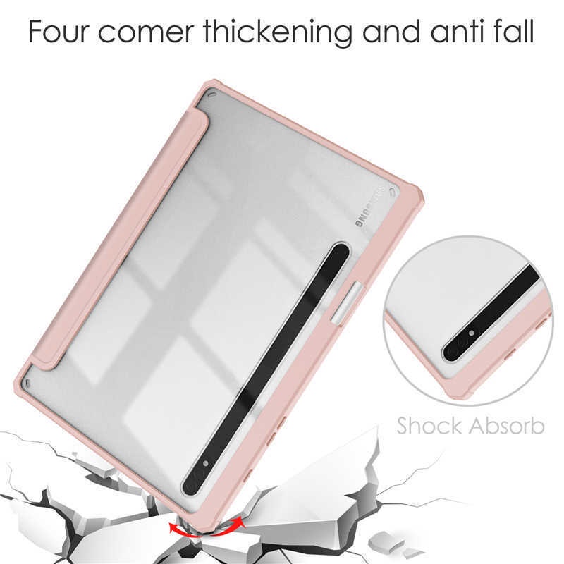 Ốp Máy Tính Bảng Bằng Acrylic + PC Nắp Lật Thông Minh Cho Samsung Galaxy Tab S7 FE S8 + 12.4 "New SM-T870 T730 X800 S6 Lite 10.4 S7 S8 11"