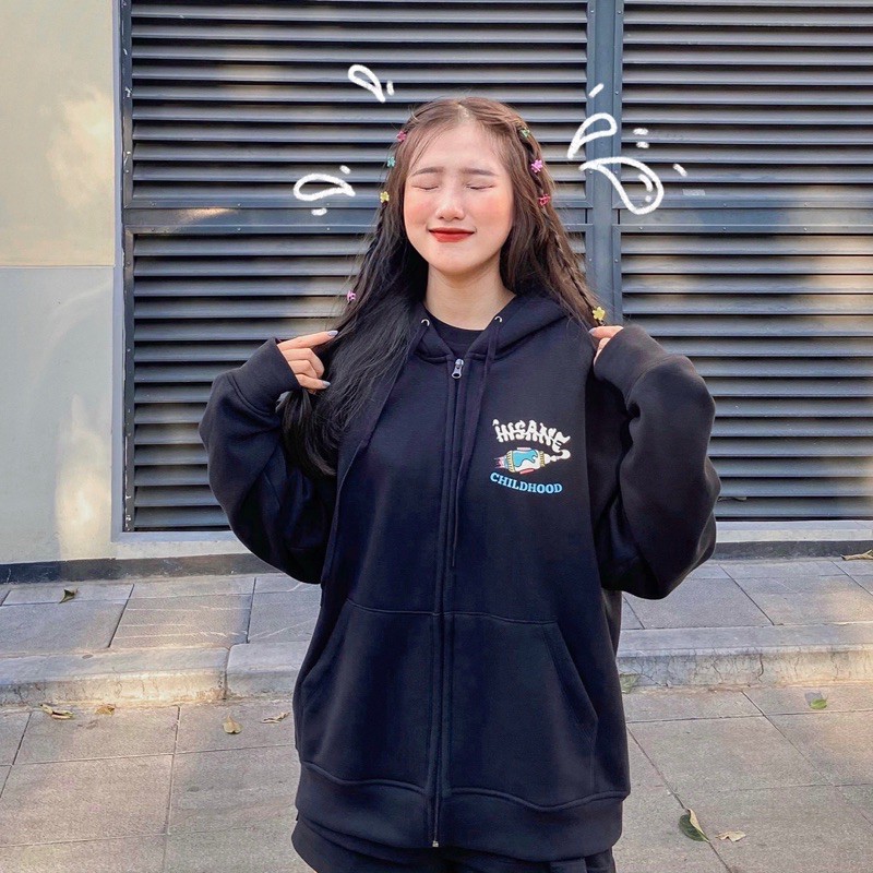 [Áo khoác zip Insane®] Childhood Hoodie Zip - màu Đen | BigBuy360 - bigbuy360.vn