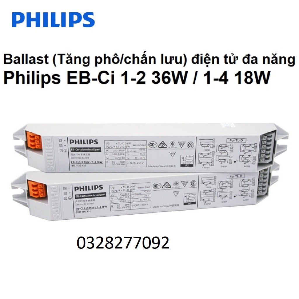 Ballast Philips dùng cho bóng chữ U EB-Ci 1-2 36W/1-4 18W