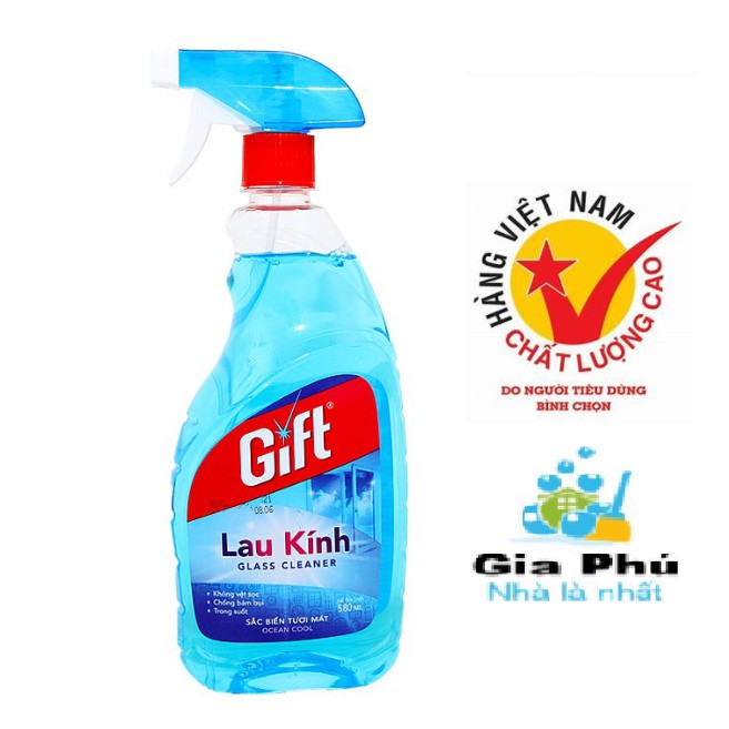 Nước LAU KÍNH sáng bóng GIFT 580ml Sắc Biển