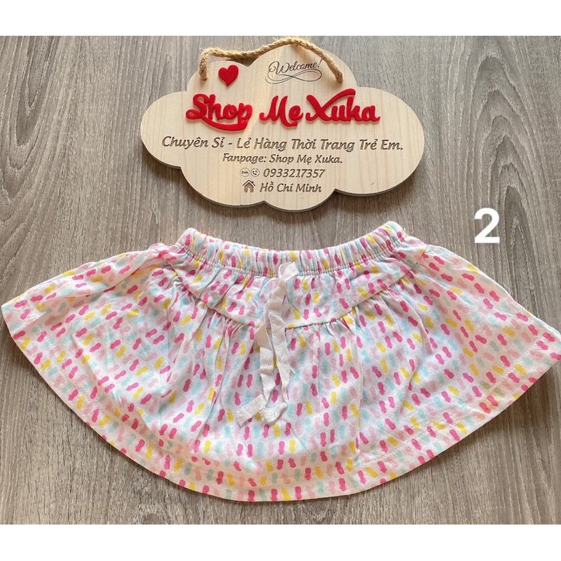 (Size 12-14kg) Chân váy ngắn kèm chip bé gái