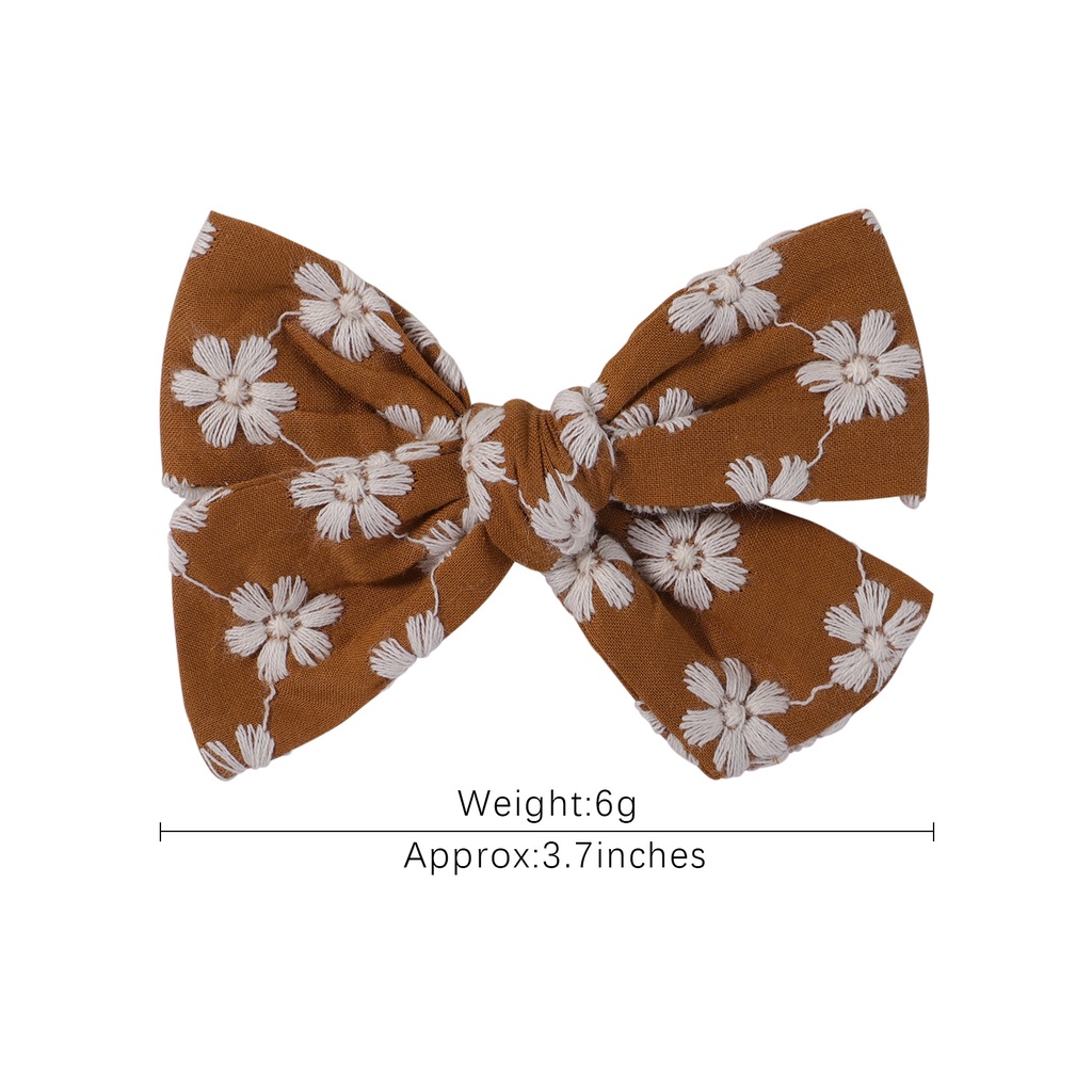 2 Kẹp tóc KIDSBOWS đính nơ vải cotton nhiều màu sắc dễ thương cho bé gái
