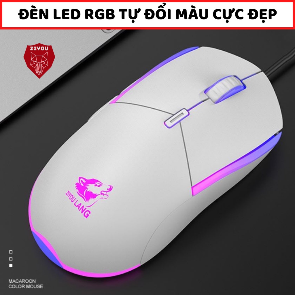 Chuột gaming có dây ZIYOU V7 có đèn led RGB cực đẹp, 3 chế độ dpi phù hợp dùng văn phòng, chơi game cực đã cho máy tính