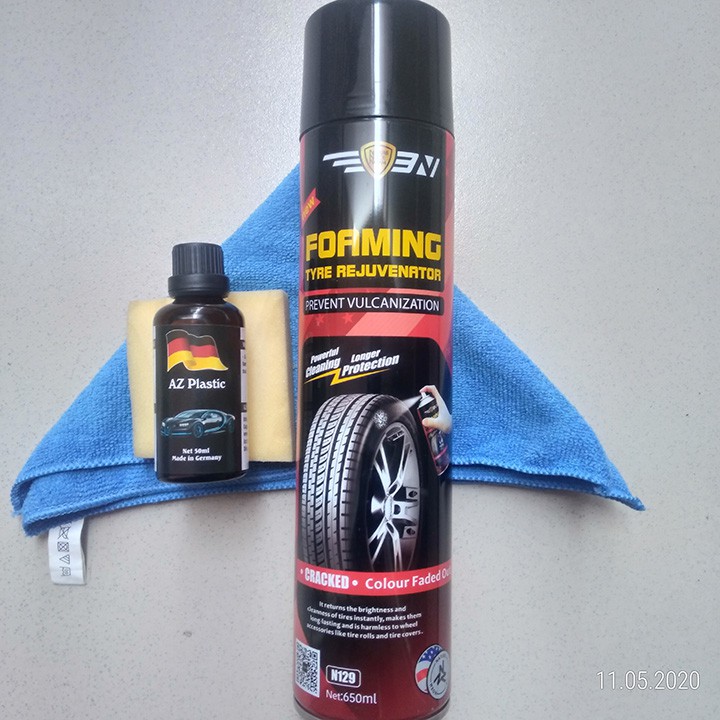 CHAI XỊT BÓNG VỎ XE, LÀM MỚI NHỰA NHÁM VÀ KHĂN LAU XE Ô TÔ