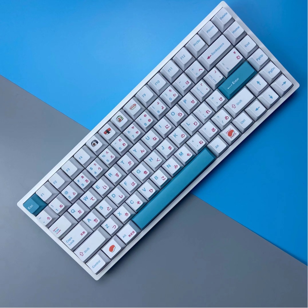 Keycap Sushi tiếng Nhật Nút bàn phím cơ không dây Cherry profile PBT 130 phím Adapts To 104/68/87/980 mechanical keyboards