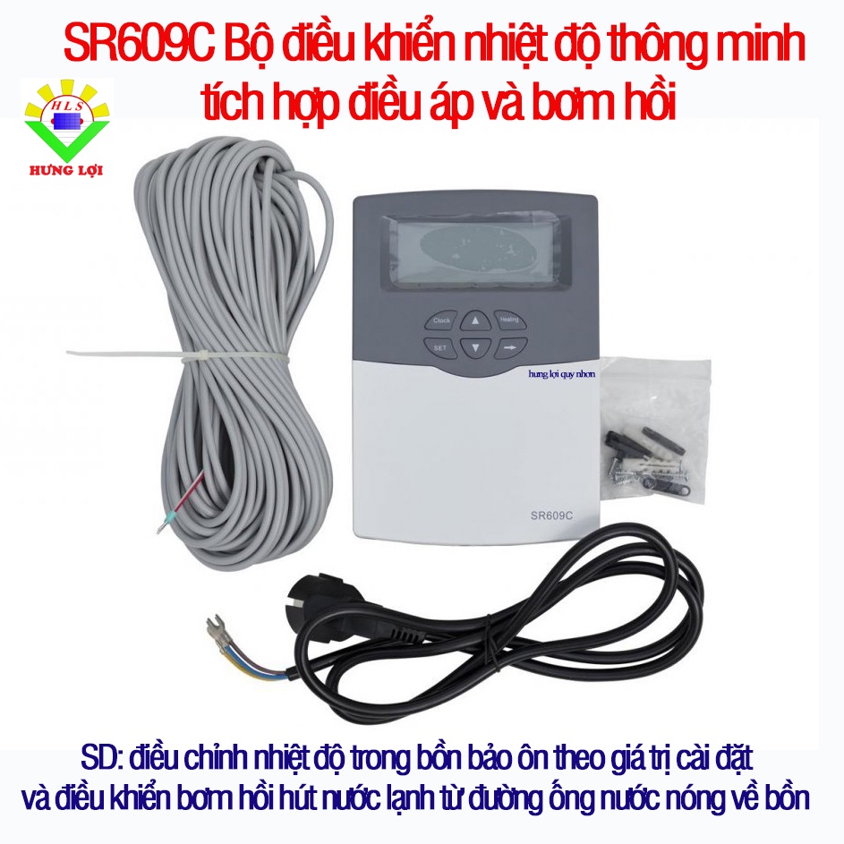 SR609C Bộ điều khiển nhiệt độ thông minh tích hợp điều áp Máy Nước Nóng Năng Lượng Mặt Trời