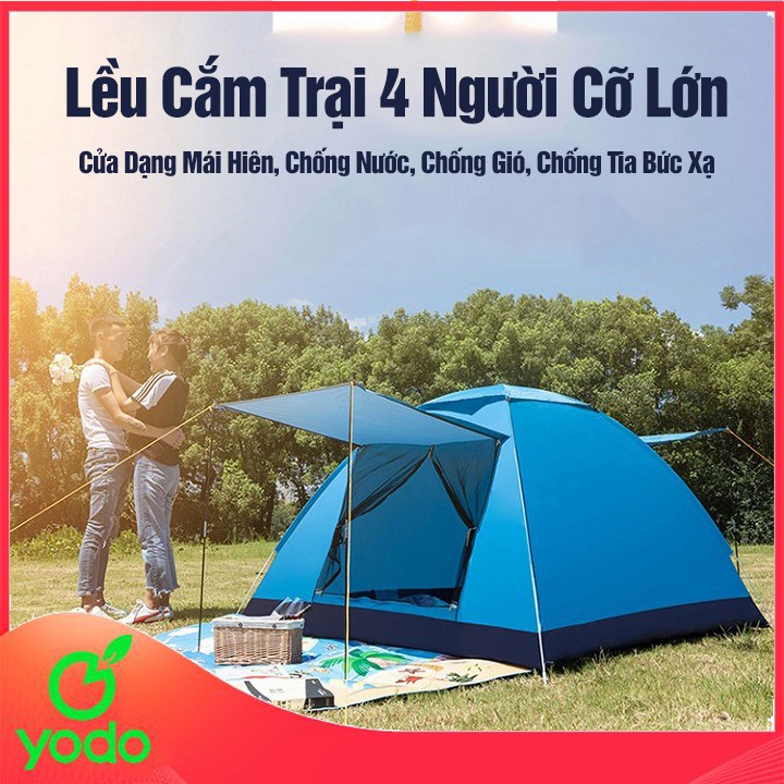 Lều Cắm Trại, Lều Cắm Trại 4 Người Cỡ Lớn Cửa Dạng Mái Hiên, Chống Nước, Chống Gió, Chống Tia Bức Xạ | BigBuy360 - bigbuy360.vn