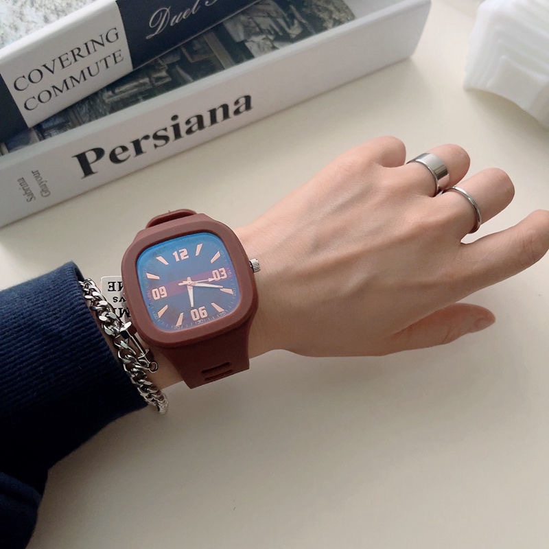 Đồng Hồ Đeo Tay Mặt Vuông Màu Sắc Thanh Lịch Dành Cho Nam Và Nữ