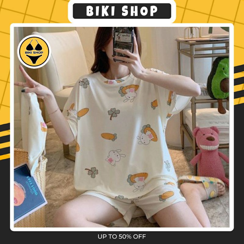 Đồ ngủ nữ cotton thun cộc tay pijama, Đồ bộ nữ cộc tay dễ thương mùa hè chất mát | BigBuy360 - bigbuy360.vn