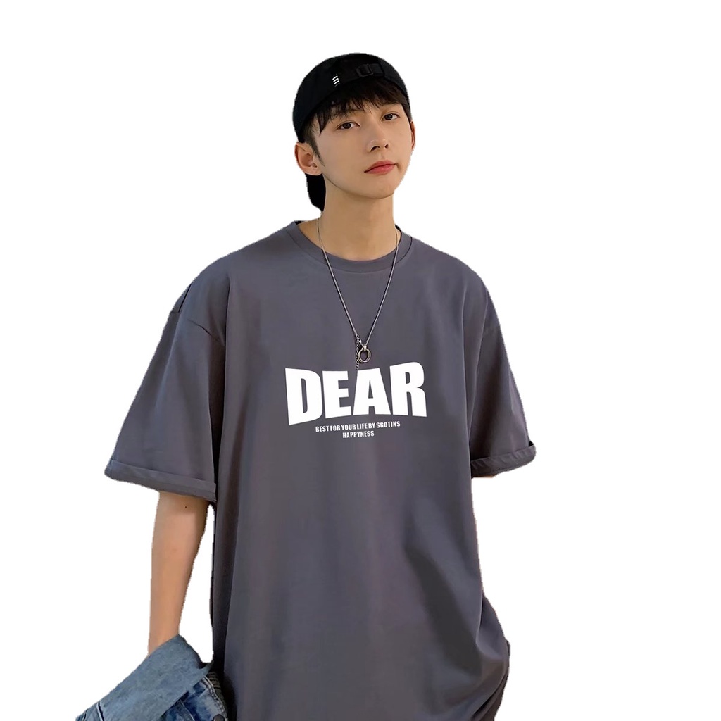 Áo Thun Tay Ngắn Dáng Rộng In Chữ Phong Cách Hàn Quốc Thời Trang Mùa Hè Cho Nam Size M-8XL