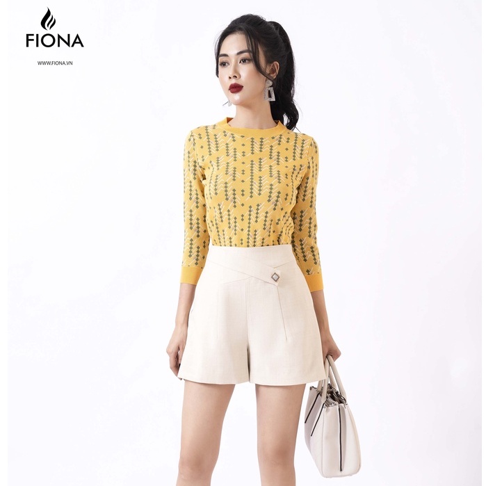Quần sooc nữ đai cài cúc trước trang trí FIONA F350009