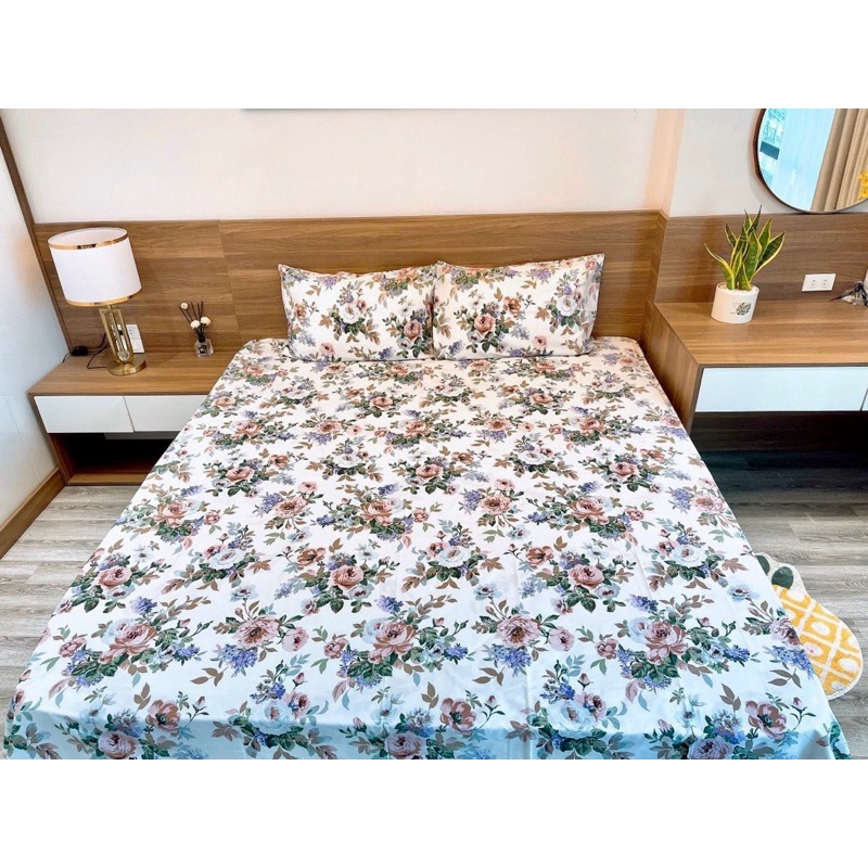 Set Ga Và 2 Vỏ Gối Nằm Cotton Living Hoạ Tiết Hoa Nhí Mềm Mát (12 mẫu -shinbedding)