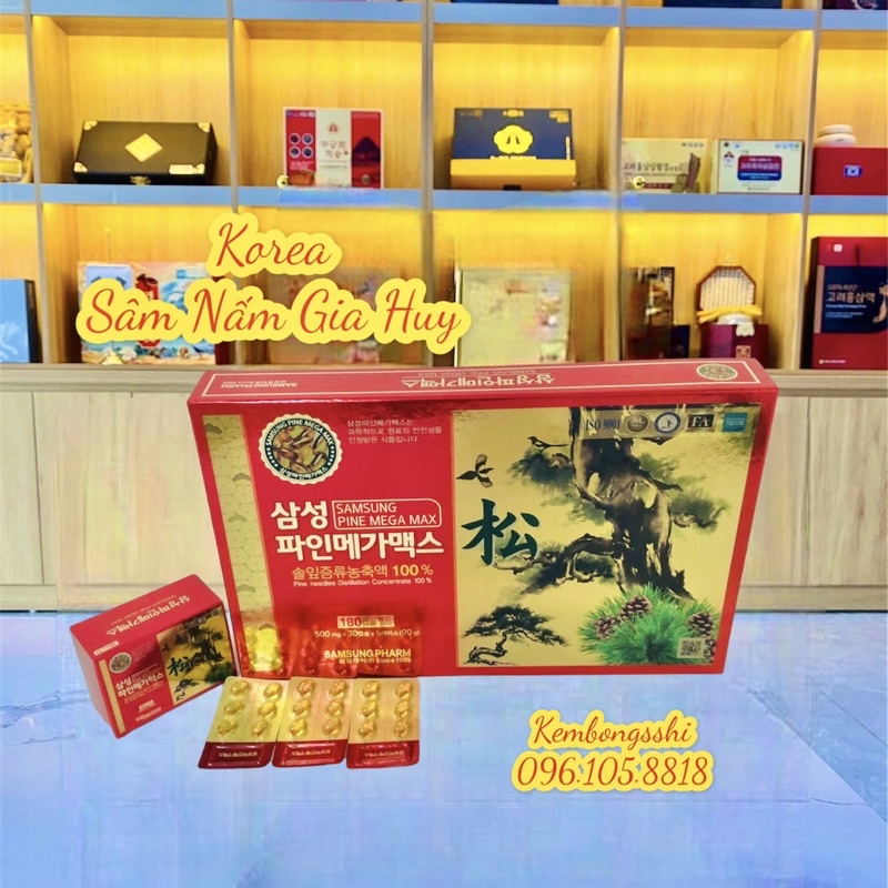 Tinh dầu thông đỏ samsung pharm Hàn Quốc, Hộp 180 viên x 500mg
