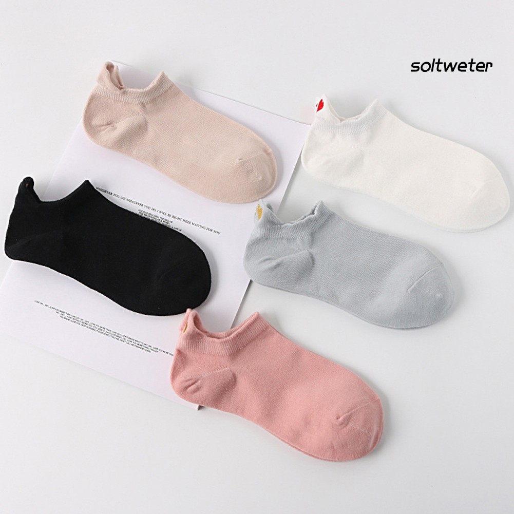 Vớ cotton thêu họa tiết trái tim xinh xắn cho nữ