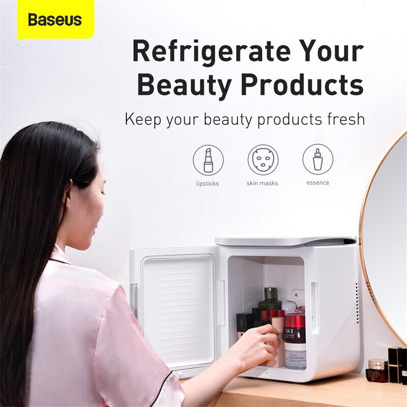 Tủ lạnh mini Baseus Igloo Mini Fridge for Students (6L, làm mát và giữ ấm, 220V) Dùng Trên Xe Hơi, Cho Gia Đình, Văn Phò