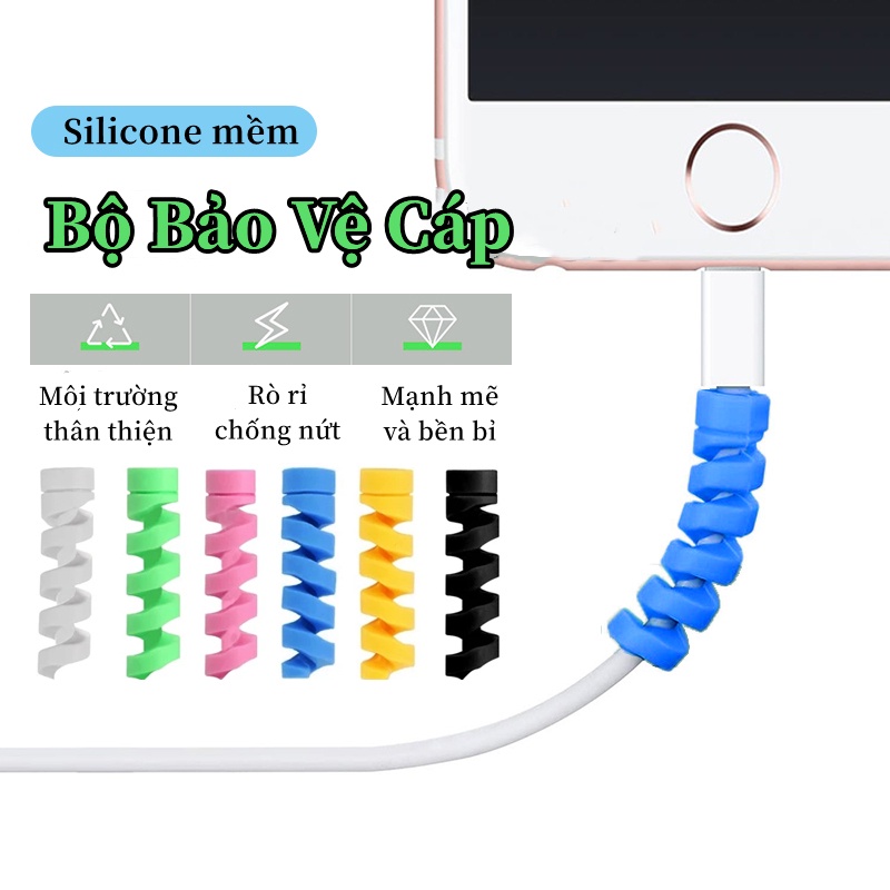 【Mua một tặng một】Phụ Kiện Bảo Vệ Dây Cáp Sạc Cho iPhone Android Chống Gãy Dây Sạc Dây quấn nút lò xo silicon