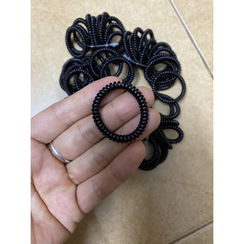 Combo 3 Dây Buộc Tóc lò so đen Phong Cách Hàn Quốc Kiểu Dây Điện Thoại