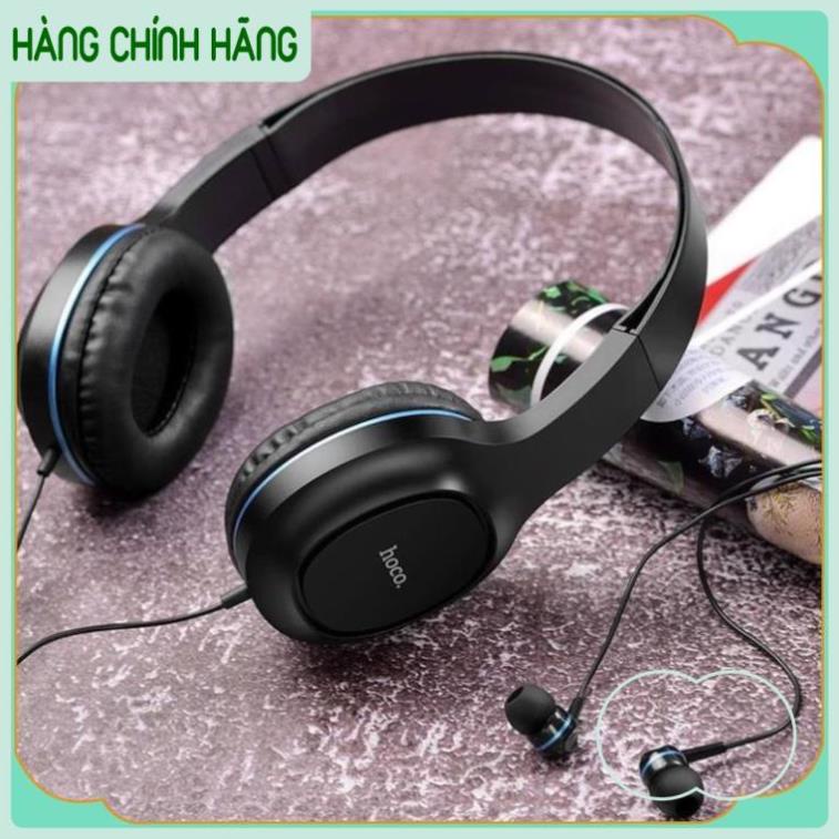 Tai nghe chụp tai W24 Hoco, Loa Cho laptop pc headphone có dây 3.5 tặng kèm tai nghe nhét tai BH 6 Tháng
