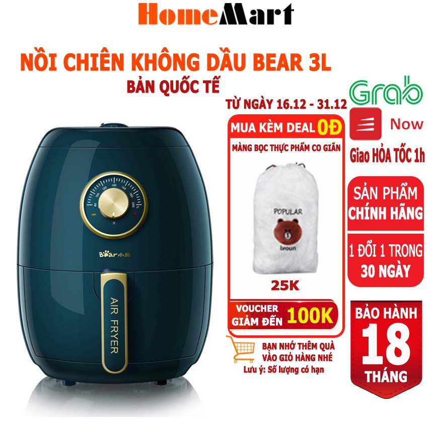 Nồi Chiên Không Dầu Bear dung tích 3L và 5L (Hàng chính hãng 1 đổi 1 trong 30 ngày, bảo hành 18 tháng) – HomeMart