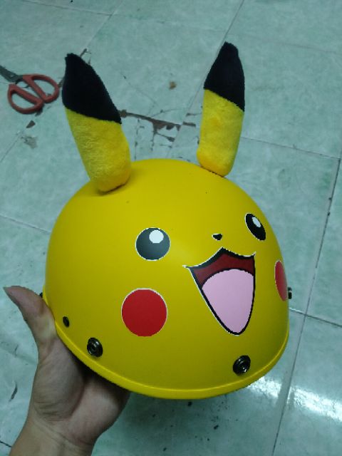 (FREESHIP) Mũ Bảo Hiểm Nửa Đầu 1/2 PIKACHU Có Tai + Kính UV