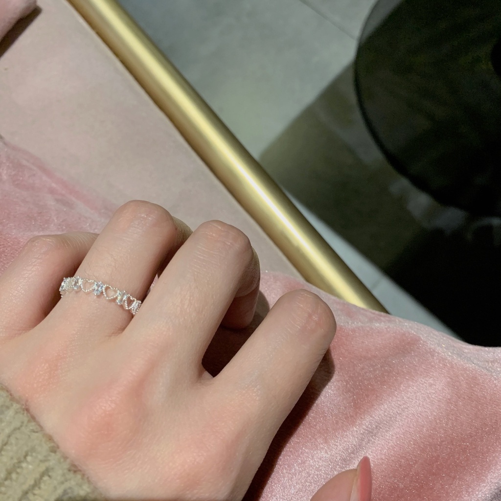 Nhẫn kiểu trái tim đính đá zircon thời trang dành cho nữ