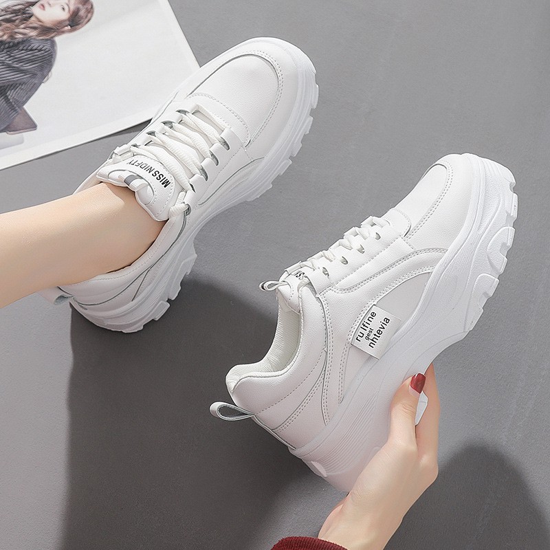 GIÀY SNEAKER NỮ TRẮNG RUFINE ĐẾ CAO 5CM KIỂU DÁNG HÀN QUỐC MẪU HOT G 80