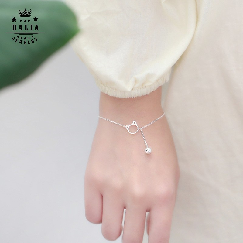 Lắc tay - lắc chân nữ bạc ta DaLiA Jewelry hình chuông mèo