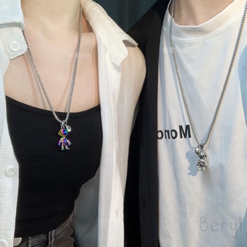 Dây chuyền cặp đôi nam châm mặt phi hành gia bằng thép titan không đen gỉ, quà tặng cặp đôi tình yêu ý nghĩa