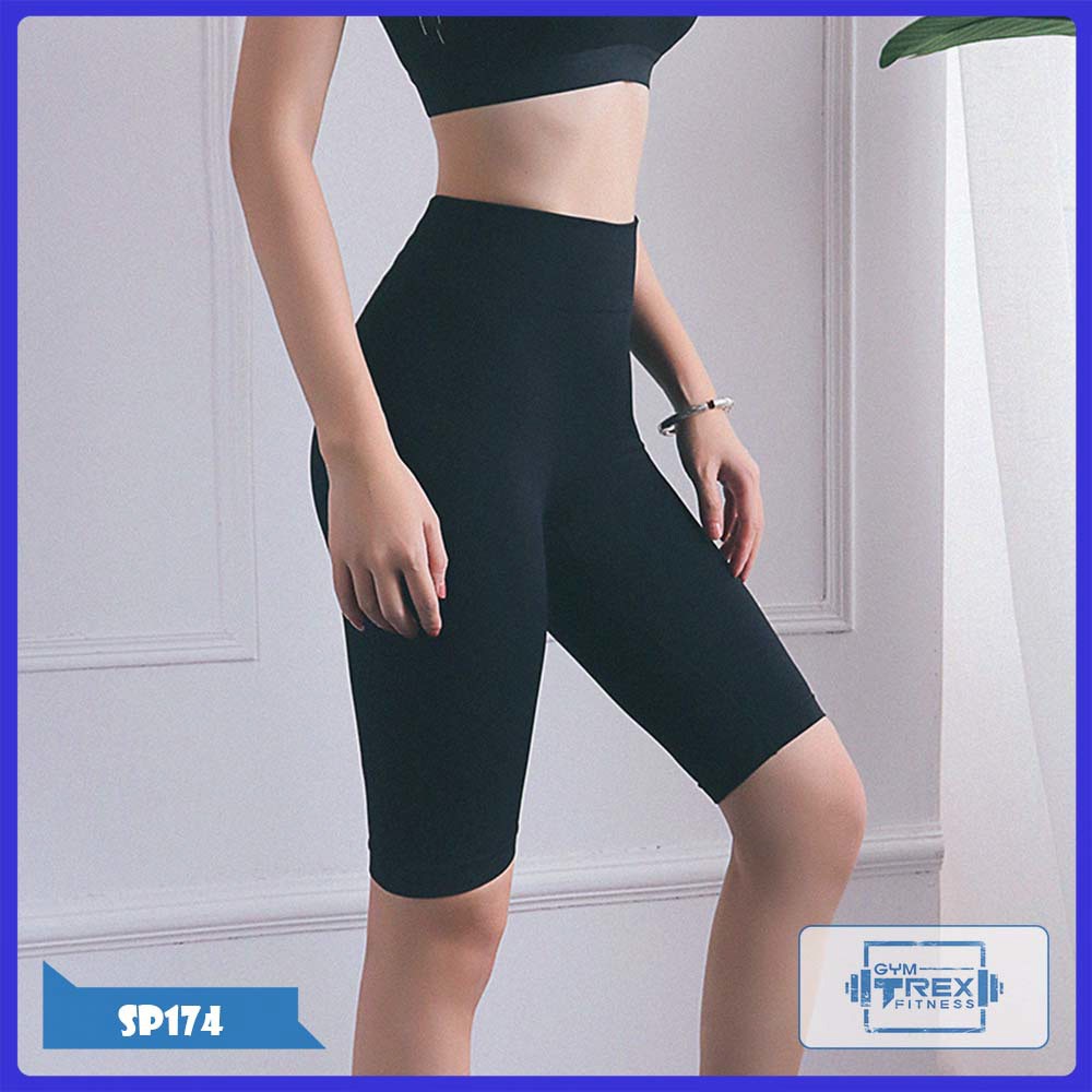 Quần legging đùi gym nữ cạp cao nâng mông SP174, Quần đùi gym nữ yoga gen bụng - Gym Trex