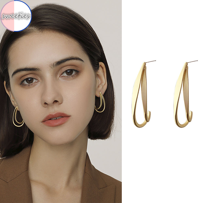 Đôi Bông Tai Thiết Kế Chữ C Retro Cho Nữ