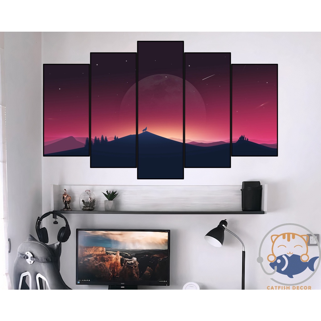 Tranh dán tường chủ đề Phong Cảnh - Landscape - Fantasy Art - Digital Art - Room decor - bộ 3