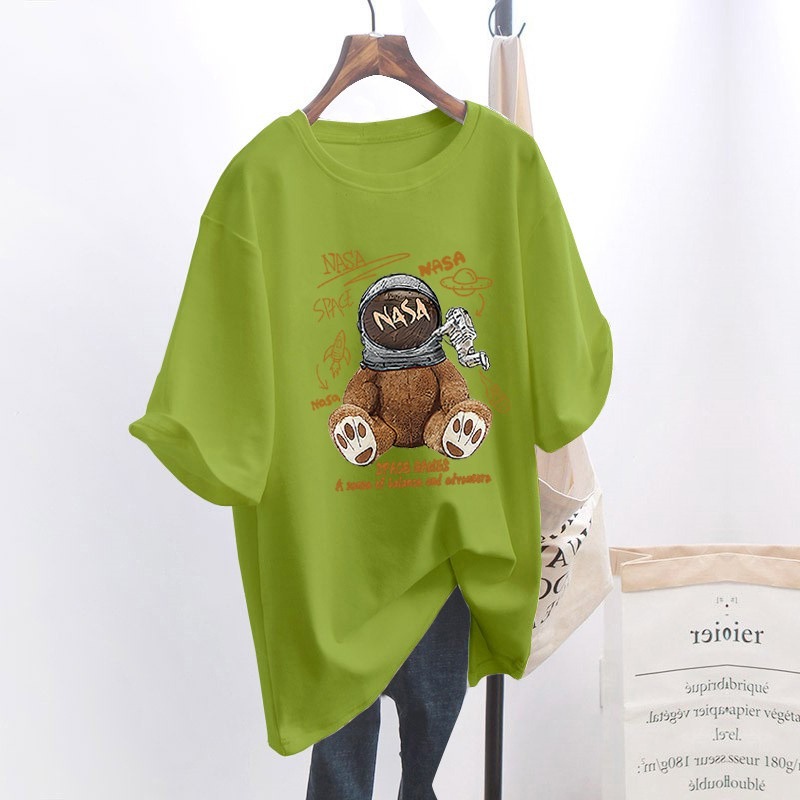 NRVP Áo Thun Tay Ngắn Dáng Rộng In Họa Tiết Thời Trang Mùa Hè Hàn Quốc Mới 2021