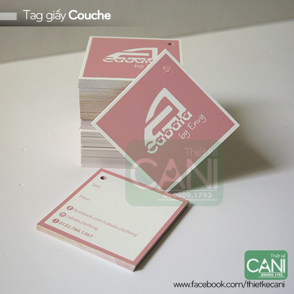 500c In theo yêu cầu Tag Thẻ Giấy vuông thoi 5x5cm Tem treo quần áo