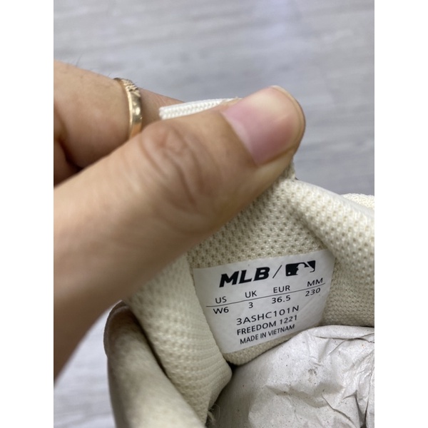 [Bao check chính hãng] Giày MLB Chunky big ball độn đế tăng chiều cao Vintage NY màu be chữ đen 3ashc101n
