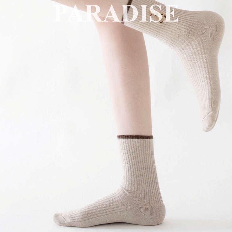 Tất nữ cổ cao hình gấu vớ nữ cổ cao nhiều màu phong cách vintage shoes paradise V01