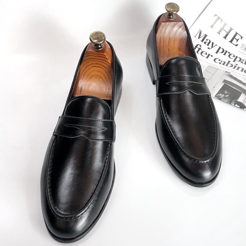 Giày lười nam đẹp công sở da bò thật bh 12 tháng kiểu dáng thời trang - Mã T162