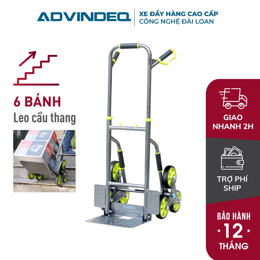 Xe kéo hàng leo cầu thang 6 bánh rút gọn nhập khẩu ADVINDEQ TL-120/200, xe kéo lên xuống cầu thang đa năng