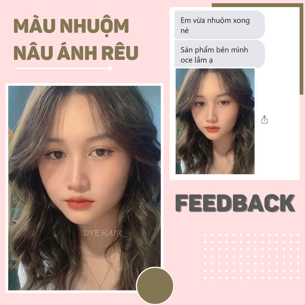 Thuốc nhuôm tóc, thuốc nhuộm tóc Nâu MATCHA không tẩy, DYE.HAIR, tặng kèm oxy trợ dưỡng và bao tay