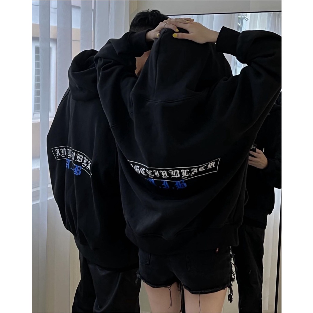Áo Khoác Nỉ bông hoodie AIB đen trắng Mới nhất mùa đông 2022 GU22VN