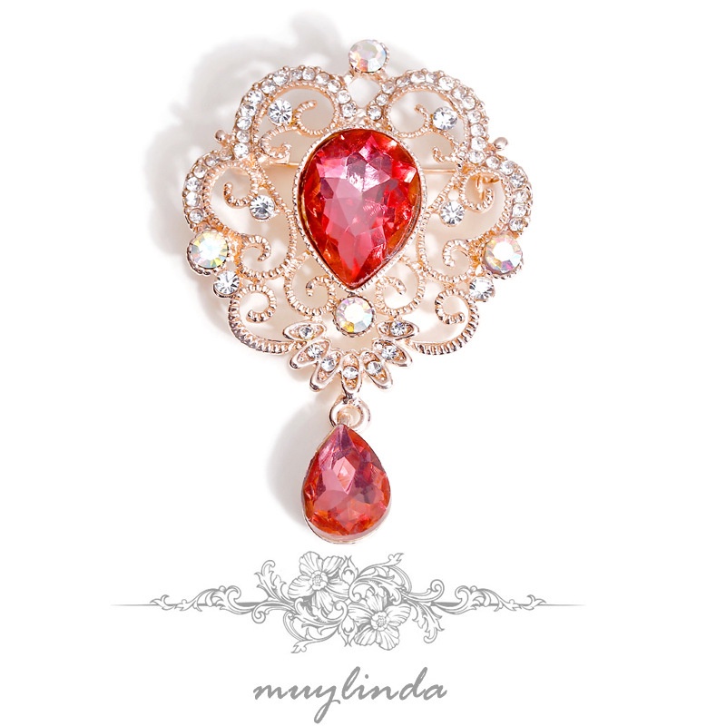 Trâm Cài Áo Hình Giọt Nước Đính Đá Pha Lê Phong Cách Baroque Thời Trang